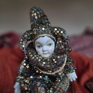 Colorful Jester Doll with Beaded Costume